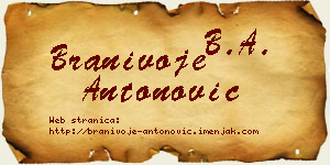 Branivoje Antonović vizit kartica